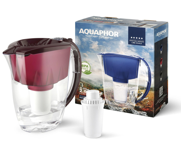 AQUAPHOR Dzbanek filtrujący Prestige 2,8l (kolor wiśniowy) + wkład B100-5 - 1379842 - zdjęcie